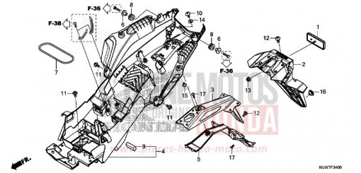 GARDE-BOUE ARRIERE CB500FAJ de 2018